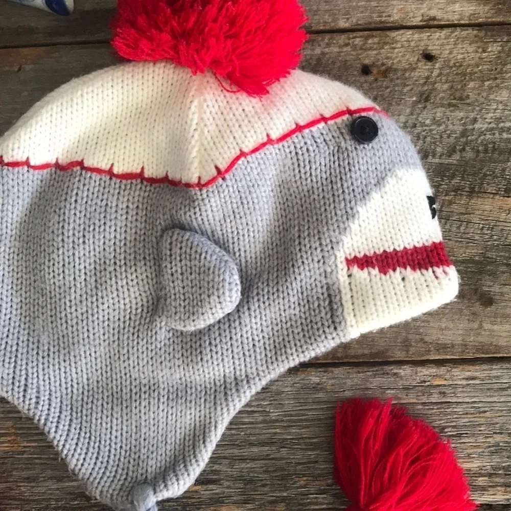 Sock Monkey Ear Flap Beanie With Tassels